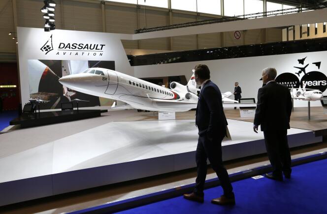 Le stand Dassault aviation au Salon de l’aviation de Genève en 2016.