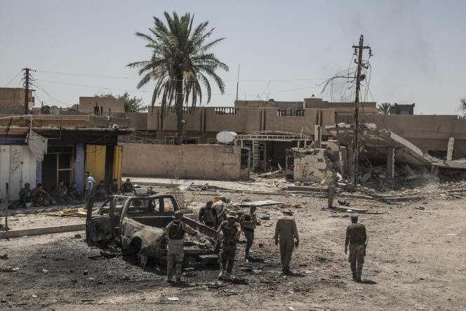A Garma, jeudi 26 mai, première ville des environs de Fallouja reprise à l’Etat islamique, notamment par la Ligue des vertueux, une milice chiite de la Mobilisation populaire irakienne.