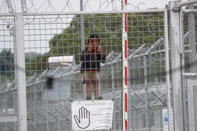 Le camp de detention de Moria sur lîle grecque de Lesbos le 24 mai 2016.