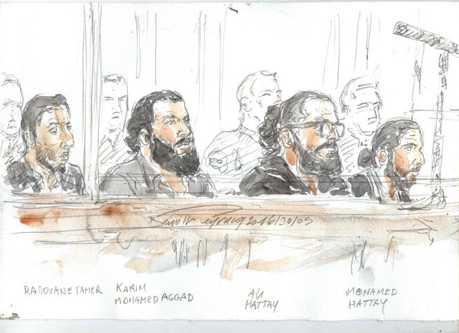 Croquis d’audience réalisé le 30 mai au tribunal correctionnel de Paris.