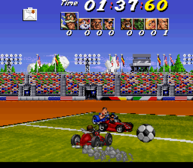 Le mode football de Street Racer, en 1994.