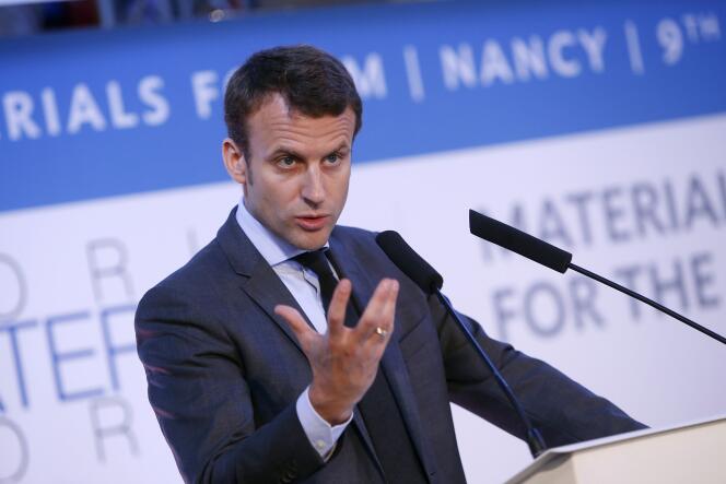 Emmanuel Macron, lors de son intervention au Forum mondial des matériaux, le 10 juin 2016.