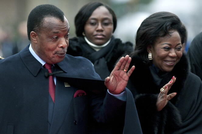 Denis Sassou-Nguesso et son épouse Antoinette lors du Sommet de la francophonie, à Montreux (Suisse), en 2010.