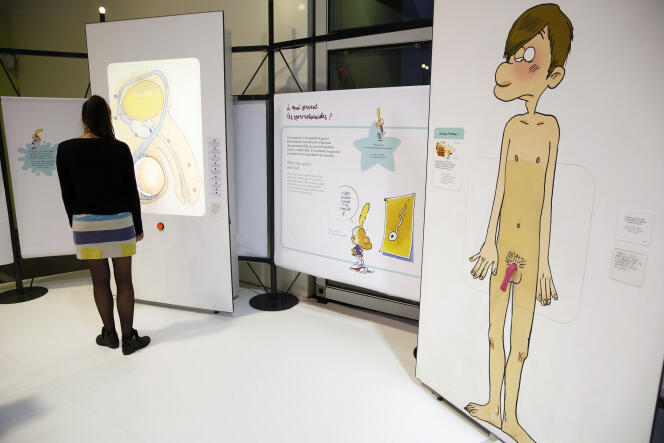 Dans les salles de « Zizi Sexuel l’expo », conçue par la Cité des sciences et de l’industrie avec Zep et Helène Bruller, en octobre 2014.
