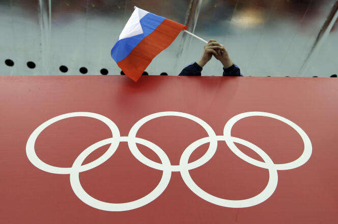 Un supporteur brandit le drapeau russe lors des derniers Jeux olympiques d’hiver de Sotchi, le 18 février  2014.