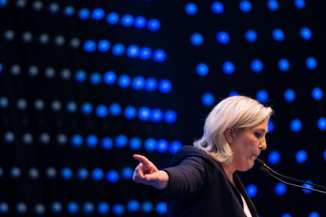 Marine Le Pen, à Vienne, le 17 juin, lors d’une réunion de l’extrême droite européenne.
