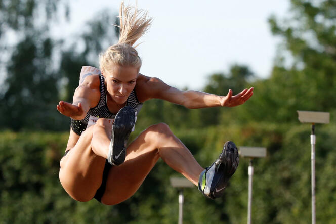 La sauteuse en longueur Darya Klishina, à Tcheboksary (Russie), le 21 juin. Elle sera la seule représentante de l’athlétisme russe à Rio.