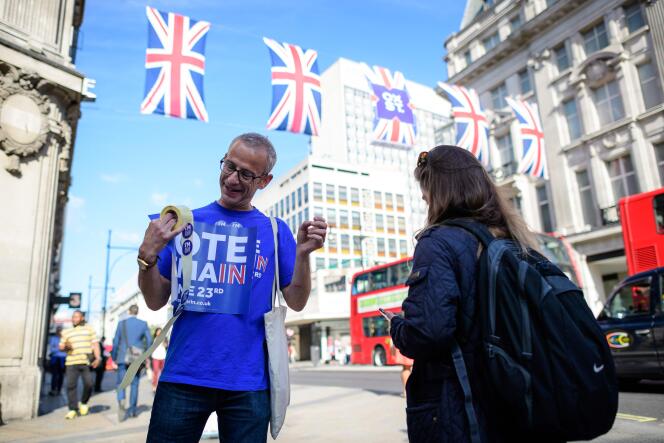 La campagne en faveur du vote pour le maintien du Royaume-Uni dans l’Union européenne à Londres.