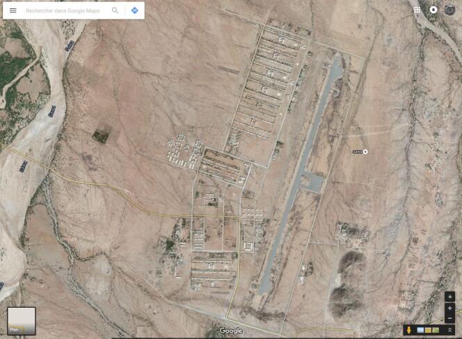 Vue satellite du camp de Sawa, au centre du de l’Erythrée, à une vingtaine de kilomètres de la frontière soudanaise.