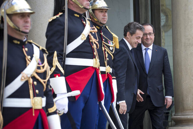 Nicolas Sarkozy, président du parti Les Républicains, a rencontré François Hollande,au Palais de l'Elysée à Paris le samedi 25 juin 2016