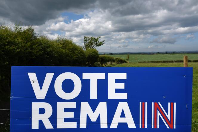 Panneau d’affichage en faveur du « remain » dans le nord-est de l’Angleterre.