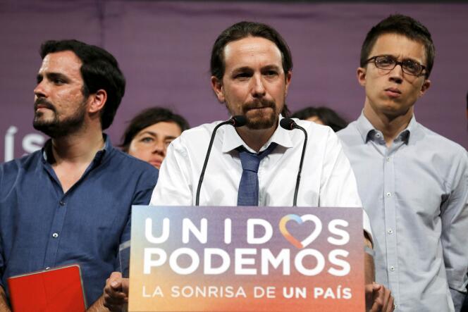 Le leader de Podemos Pablo Iglesias, après l’annonce des résultats des légilsatives le 26 juin.