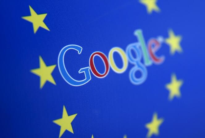 Le logo de Google et le drapeau de l’Union européenne.