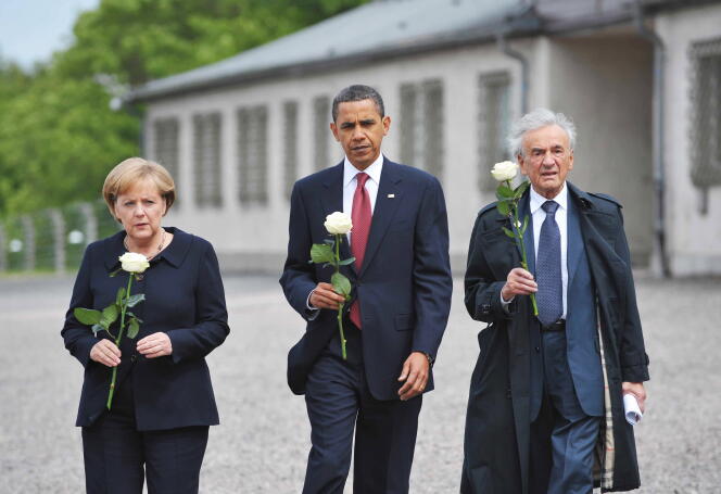Angela Merkel, barack Obama et Elie Wiesel en 2009.