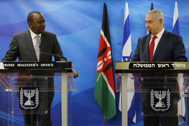 Le premier ministre israélien Benyamin Nétanyahou lors de la visite du président kényan, Uhuru Kenyatta, à Tel-Aviv, le 23 février 2016.