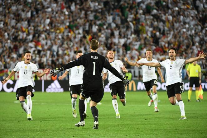 La joie des Allemands après leur qualification face à l’Italie.
