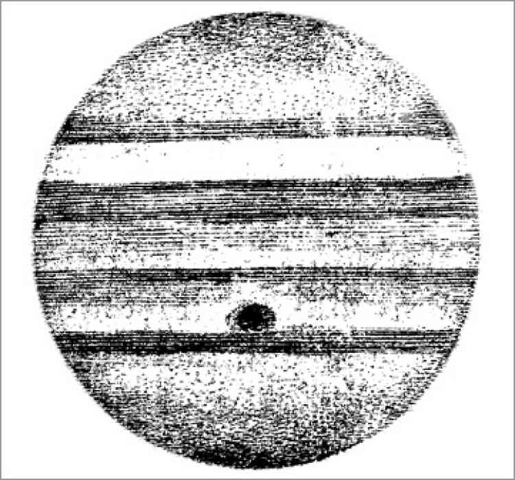 Dessin de Jupiter par l’astronome Jean-Dominique Cassini (1625-1712), qui découvrit la Grande Tache rouge de Jupiter en 1665.