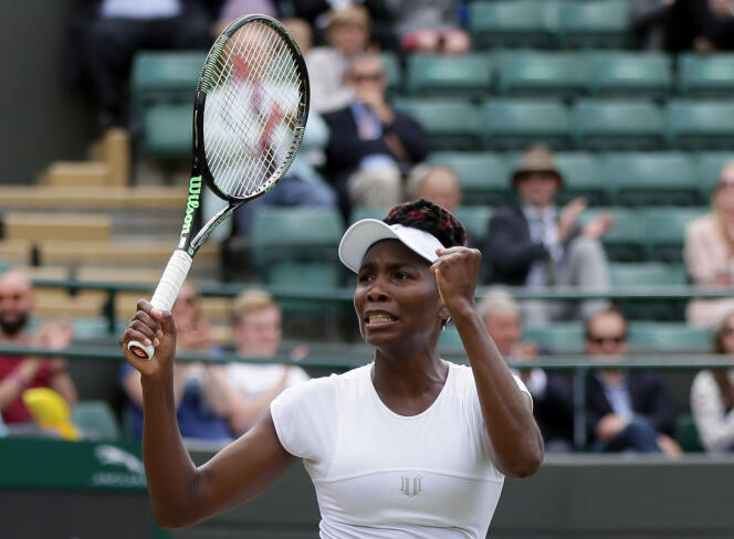 Venus Williams, lors de son quart de finale contre Yaroslava Shvedova, mardi 5 juillet à Wimbledon.