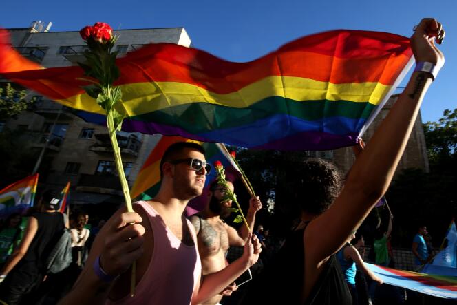 Durant la Gay Pride de Jérusalem, le 21 juillet.
