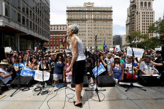 La candidate du Parti vert, Jill Stein, lors d’un meeting électoral à Philadelphie, le 26 juillet.