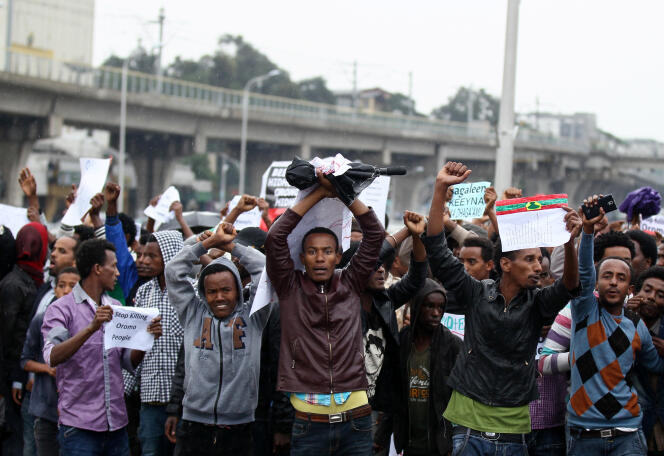 Manifestation à Adis-Abeba, le 6 août, contre les inégalités dans le pays.