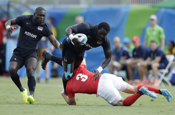 Le joueur kényan Oscar Ouma lors du match contre la Grande-Bretagne, le 9 août, à Rio.