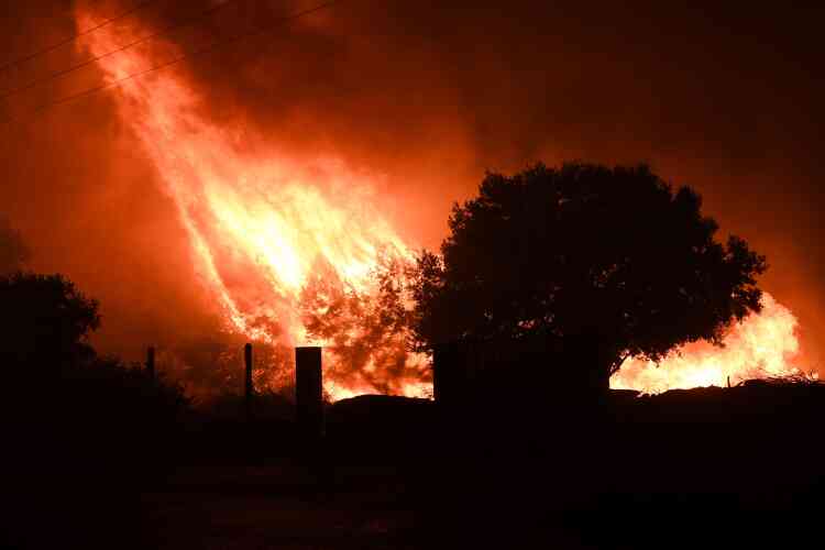 Scène d’incendie à Vitrolles, d’où plus d’un millier de personnes ont été évacuées mercredi 10 août.