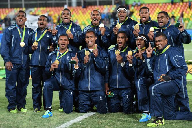 Les rugbymen des Fidji, le 11 août à Rio.