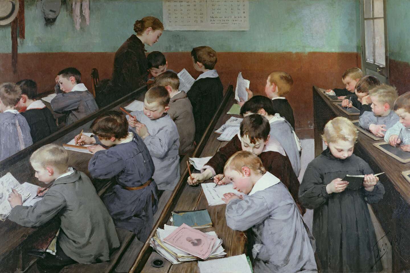 PHOTO Classe de Maternelle 1950 École Enfant Écolier Jeu Atelier Dessin  Peinture