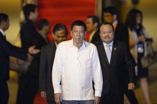 Le président philippin Rodrigo Duterte s’exprimant en marge du sommet du G20 en Chine.