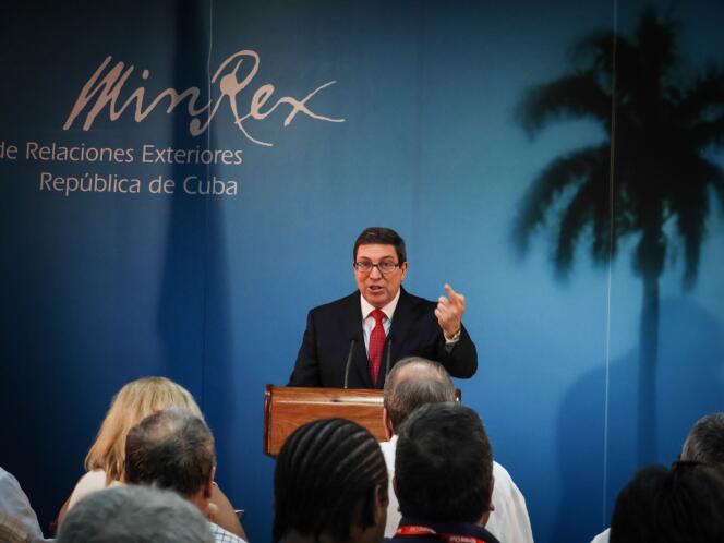 Le ministre des affaires étrangères de Cuba, Bruno Rodriguez, a donné une conférence de presse, vendredi 9 septembre.