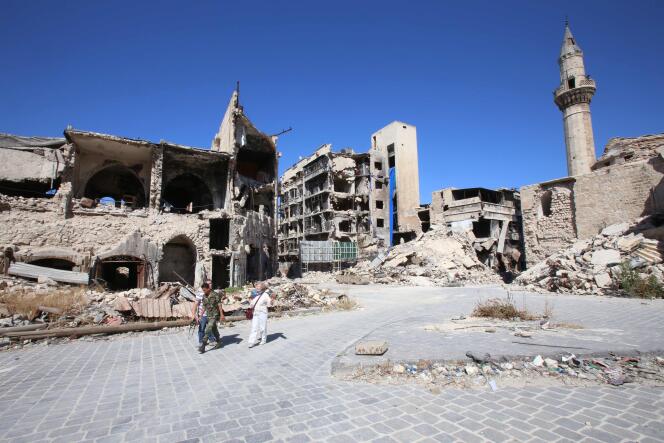 Dans le cœur historique d’Alep, ville au centre des combats en Syrie, le 16 septembre.