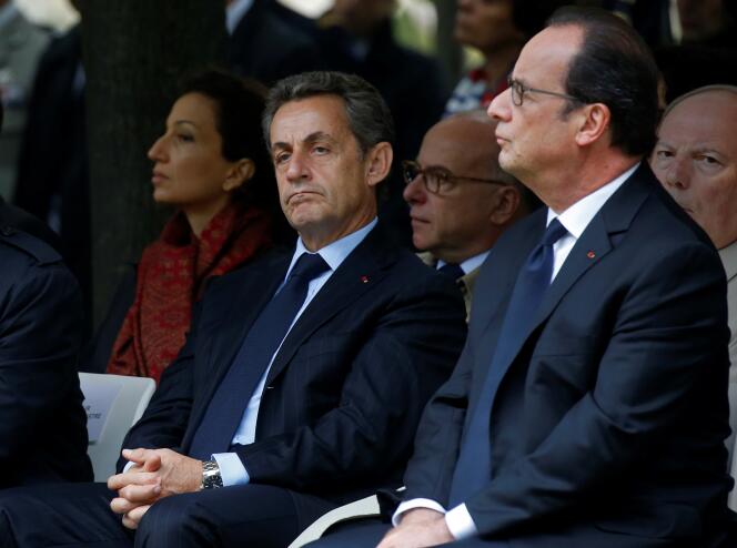 Nicolas Sarkozy et François Hollande lors de la cérémonie aux Invalides, le 19 septembre.