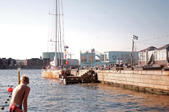 Dans le port de Copenhague, les constructions côtoient les usagers habituels.