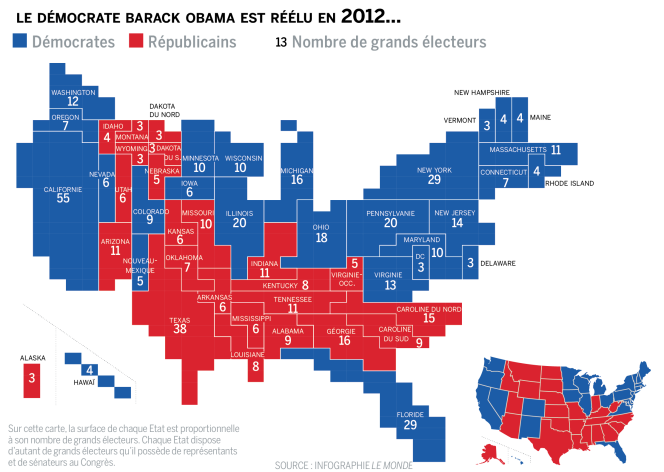 La carte de l’élection de 2012 avec les grands électeurs.