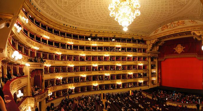 La superbe salle de la Scala, à Milan.