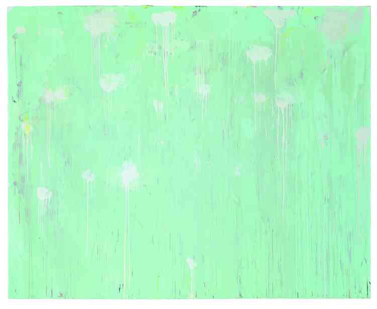 « Une série de six peintures couleur céladon fut présentée à New York pendant l’été 2003. Bien que d’inspiration extrême-orientale, elles évoquent également les toiles les plus tardives des “Nymphéas”, de Claude Monet, et son jardin de Giverny. »