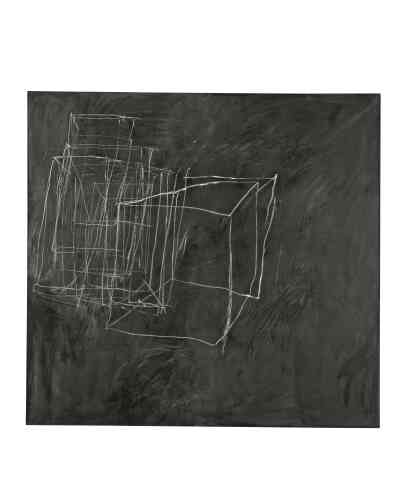 « “Night Watch” est l’une des premières peintures grises, dites “blackboards”, qui inaugurent une nouvelle direction dans l’art de Twombly, marquée par l’austérité et l’économie de moyens. Elle fait partie d’une série de trois peintures qui voient le motif de la fenêtre évoluer vers une construction spatiale. »