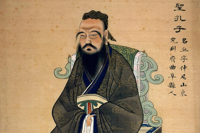 Estampe chinoise du XVIIIe siècle représentant le philosophe Confucius (551-479 av. J.-C.).
