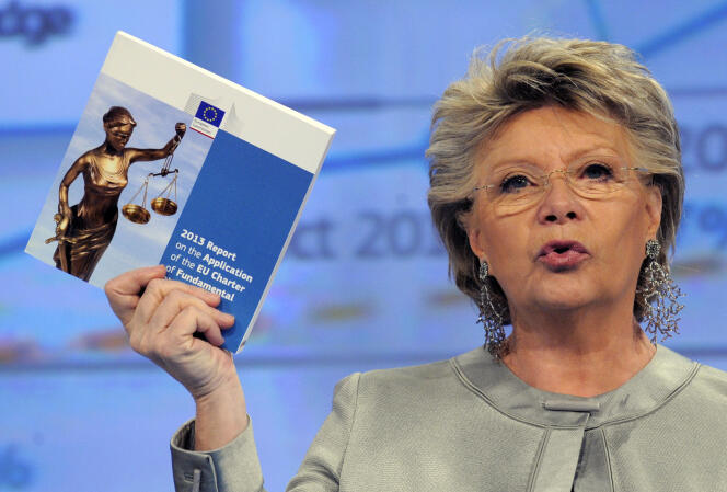 Viviane Reding, commissaire à la justice, à Bruxelles le 14 avril.