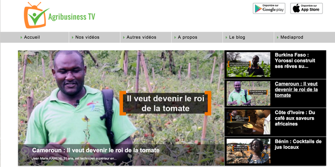 La page d’accueil du site Agrobusinesstv.info