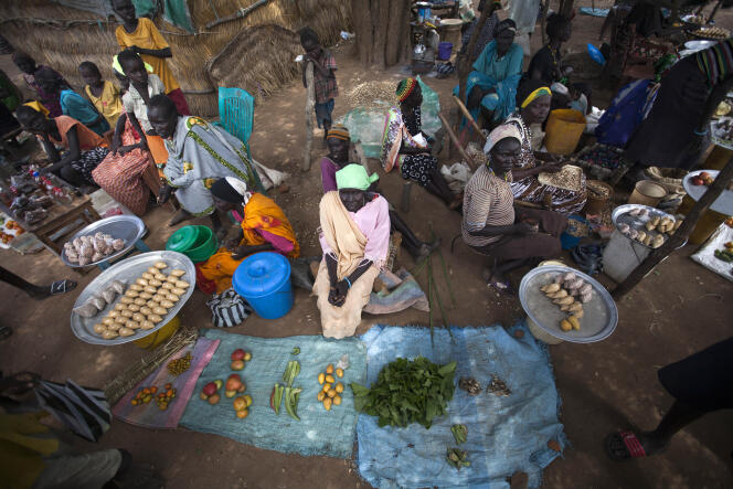 Un marché à moitié vide à Akuem, au Soudan du Sud, en octobre. Plus de la moitié des récoltes ont été perdues dans la région à cause des canicules, inondations et maladies.