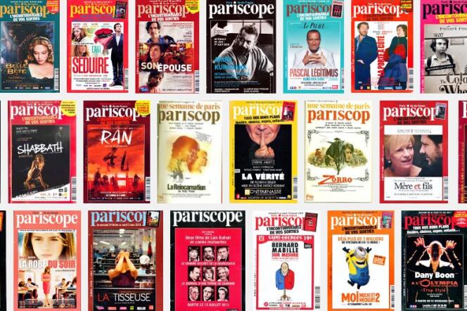 Un montage de couvertures de l’hebdomadaire des sorties culturelles, « Pariscope ».