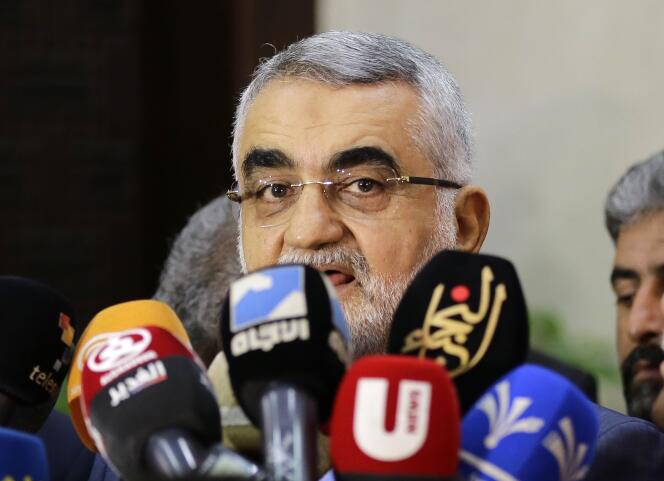 Alaeddin Boroujerdi, président de la commission des affaires étrangères et de la sécurité nationale du Parlement iranien, à Damas, le 3 août.