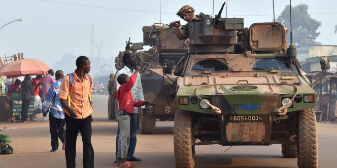 Des soldats français de l’opération « Sangaris » à Bangui en février 2016.