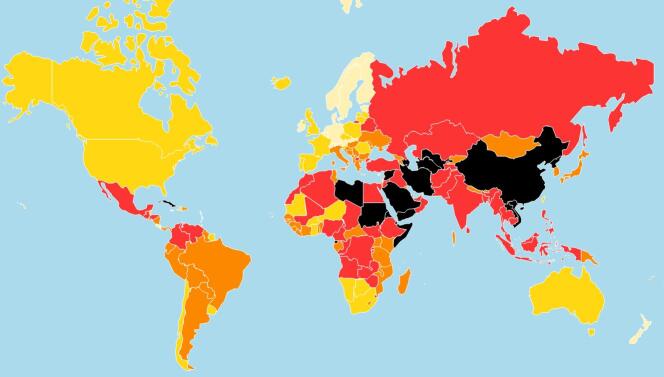 Classement mondial de la liberté de la presse en 2016 par l’association Reporters sans frontières.