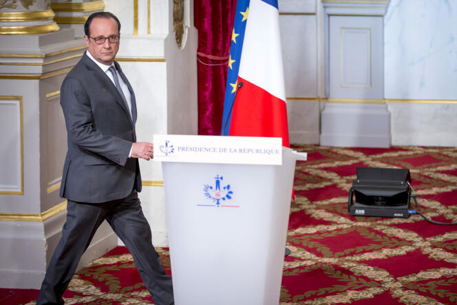 François Hollande, président de la république, fait une déclaration après l'élection de Donald Trump à la présidence américaine. Palais de l