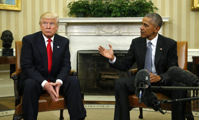 Donald Trump et Barack Obama, lors de leur rencontre dans le bureau Ovale, le 10 novembre.