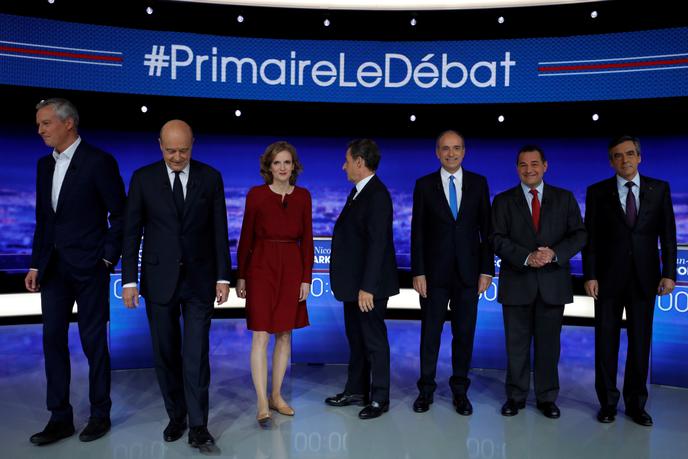 Bruno Le Maire, Alain Juppe, Nathalie Kosciusko-Morizet, Nicolas Sarkozy, Jean-Francois Cope, Jean-Frederic Poisson et Francois Fillon le 13 octobre.