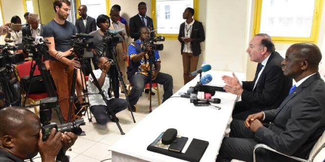 Pierre Gattaz, lors d’une conférence de presse à Abidjan, en avril 2016.